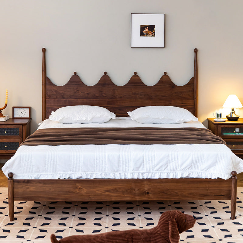 Mident secolo moderno a quattro letti poster in noce con testiera