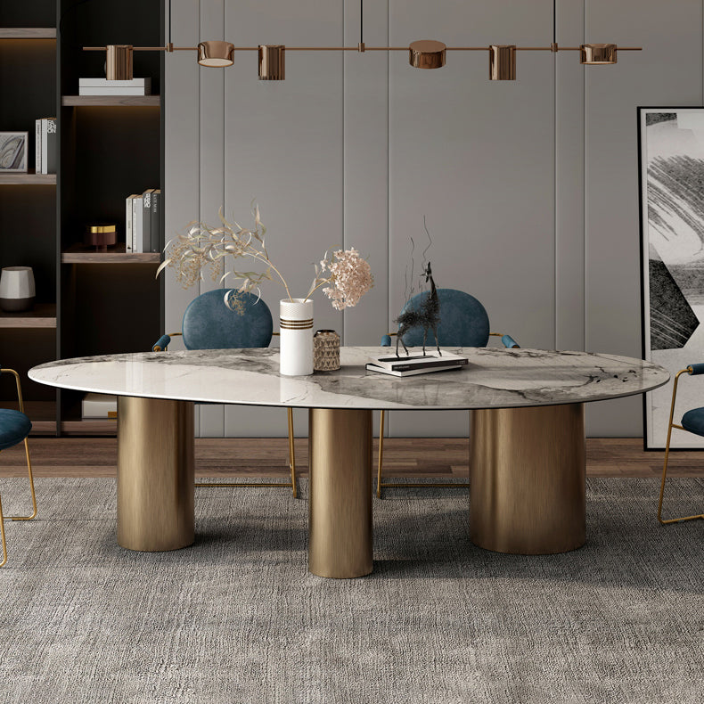 Irregular Shaped Office Conference Table Stone Writing Desk in Gold Clearhalo 'furn' 'furn_office_desk' 'Furniture' 'Office Desks' 'Office Furniture' 'office_desk' 6892696