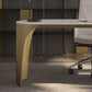 Irregular Shaped Office Table Stone Writing Desk in White/Black