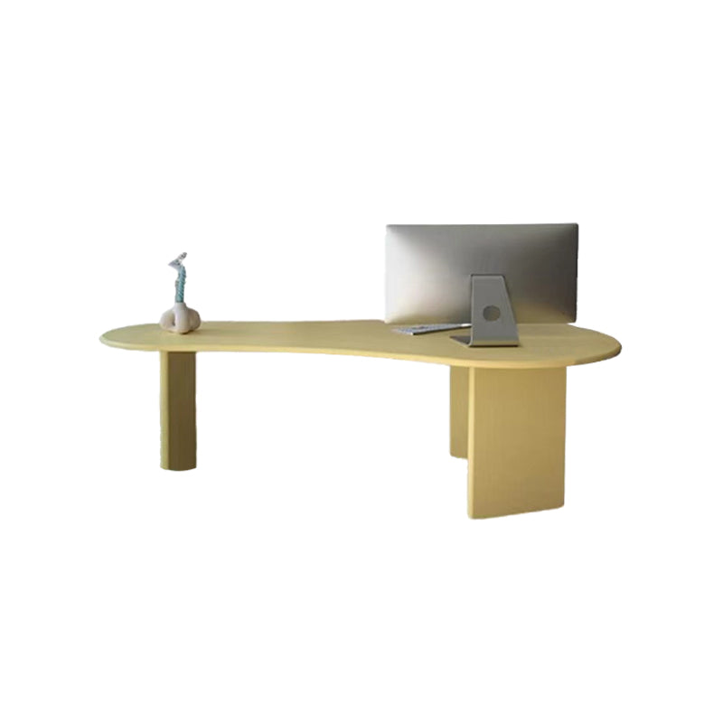 Irregular Shaped Office Conference Table Wood Writing Desk in Yellow Clearhalo 'furn' 'furn_office_desk' 'Furniture' 'Office Desks' 'Office Furniture' 'office_desk' 6892735