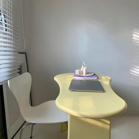 Irregular Shaped Office Conference Table Wood Writing Desk in Yellow Clearhalo 'furn' 'furn_office_desk' 'Furniture' 'Office Desks' 'Office Furniture' 'office_desk' 6892740