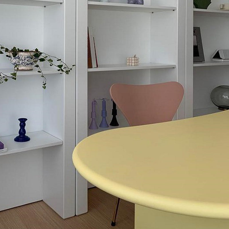 Irregular Shaped Office Conference Table Wood Writing Desk in Yellow Clearhalo 'furn' 'furn_office_desk' 'Furniture' 'Office Desks' 'Office Furniture' 'office_desk' 6892741