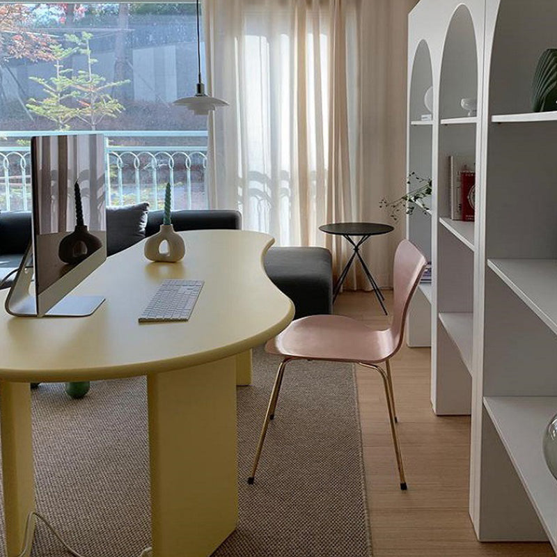 Irregular Shaped Office Conference Table Wood Writing Desk in Yellow Clearhalo 'furn' 'furn_office_desk' 'Furniture' 'Office Desks' 'Office Furniture' 'office_desk' 6892743