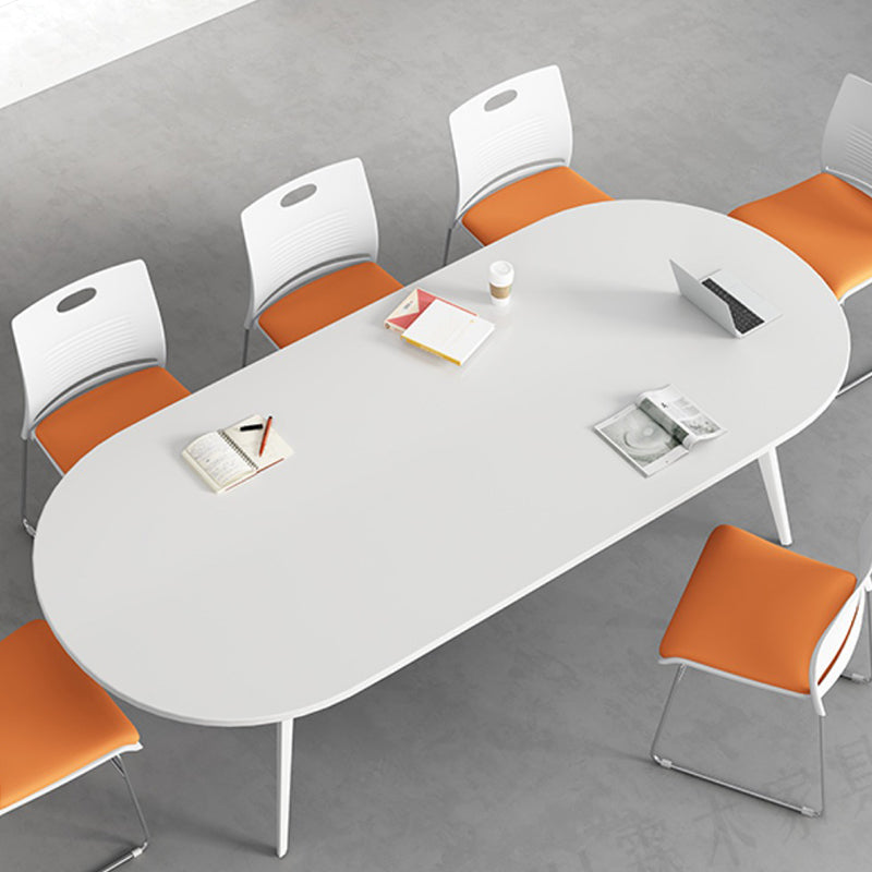 Contemporary Wooden Writing Desk White Oval Office Desk for Office Clearhalo 'furn' 'furn_office_desk' 'Furniture' 'Office Desks' 'Office Furniture' 'office_desk' 6892814