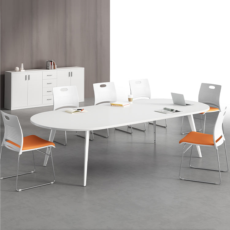 Contemporary Wooden Writing Desk White Oval Office Desk for Office Clearhalo 'furn' 'furn_office_desk' 'Furniture' 'Office Desks' 'Office Furniture' 'office_desk' 6892815