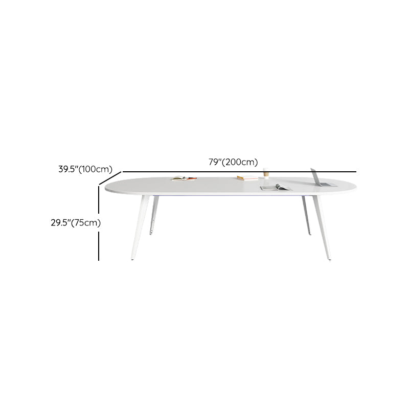 Contemporary Wooden Writing Desk White Oval Office Desk for Office Clearhalo 'furn' 'furn_office_desk' 'Furniture' 'Office Desks' 'Office Furniture' 'office_desk' 6892816