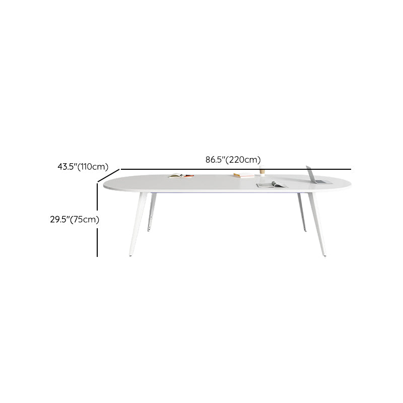 Contemporary Wooden Writing Desk White Oval Office Desk for Office Clearhalo 'furn' 'furn_office_desk' 'Furniture' 'Office Desks' 'Office Furniture' 'office_desk' 6892817