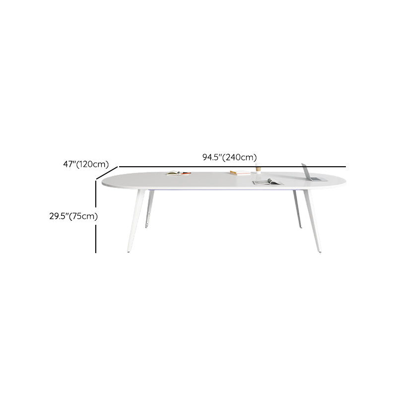 Contemporary Wooden Writing Desk White Oval Office Desk for Office Clearhalo 'furn' 'furn_office_desk' 'Furniture' 'Office Desks' 'Office Furniture' 'office_desk' 6892818