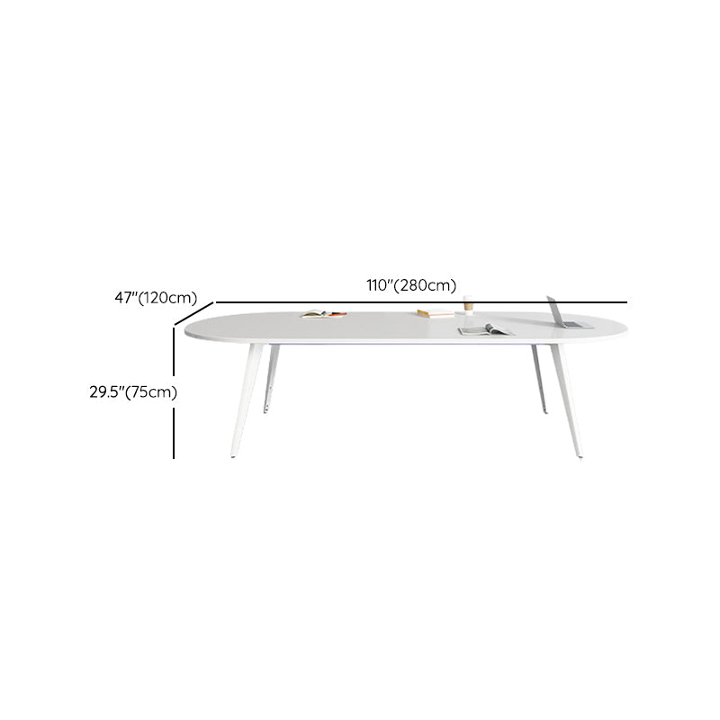 Contemporary Wooden Writing Desk White Oval Office Desk for Office Clearhalo 'furn' 'furn_office_desk' 'Furniture' 'Office Desks' 'Office Furniture' 'office_desk' 6892819