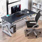 Irregular Shaped Computer Desk Wood Writing Desk in White/Black