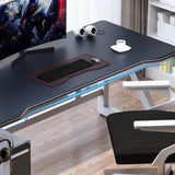 Irregular Shaped Computer Desk Wood Writing Desk in White/Black