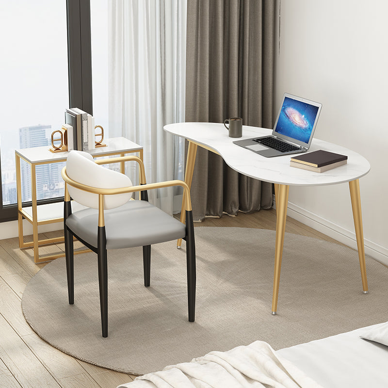 Irregular Shaped Office Conference Table Stone Writing Desk in White Clearhalo 'furn' 'furn_office_desk' 'Furniture' 'Office Desks' 'Office Furniture' 'office_desk' 6892962