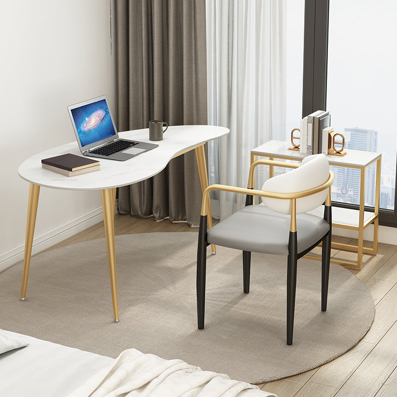 Irregular Shaped Office Conference Table Stone Writing Desk in White Clearhalo 'furn' 'furn_office_desk' 'Furniture' 'Office Desks' 'Office Furniture' 'office_desk' 6892968