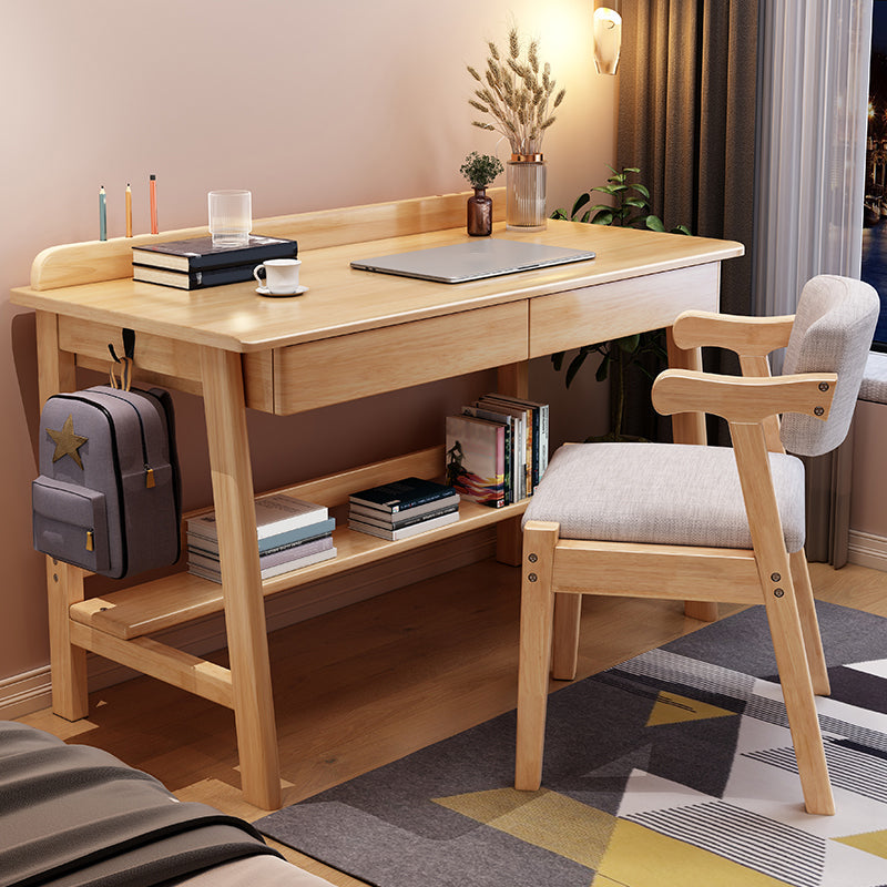 2 laden schrijven bureau rechthoekig gevormde kantoorbureau in wit/natuurlijk/bruin