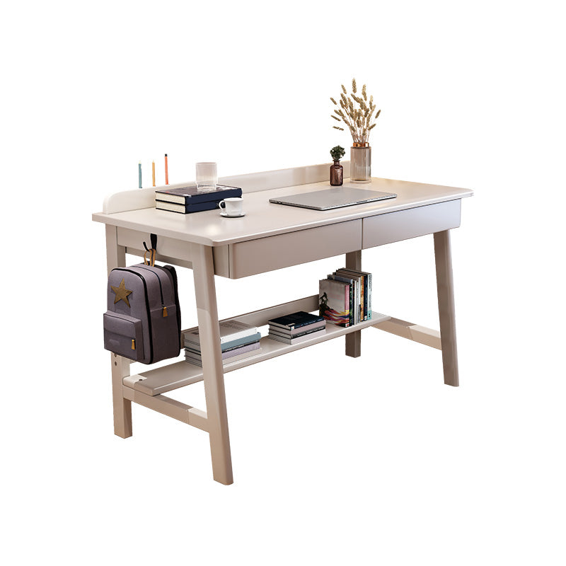 2 laden schrijven bureau rechthoekig gevormde kantoorbureau in wit/natuurlijk/bruin