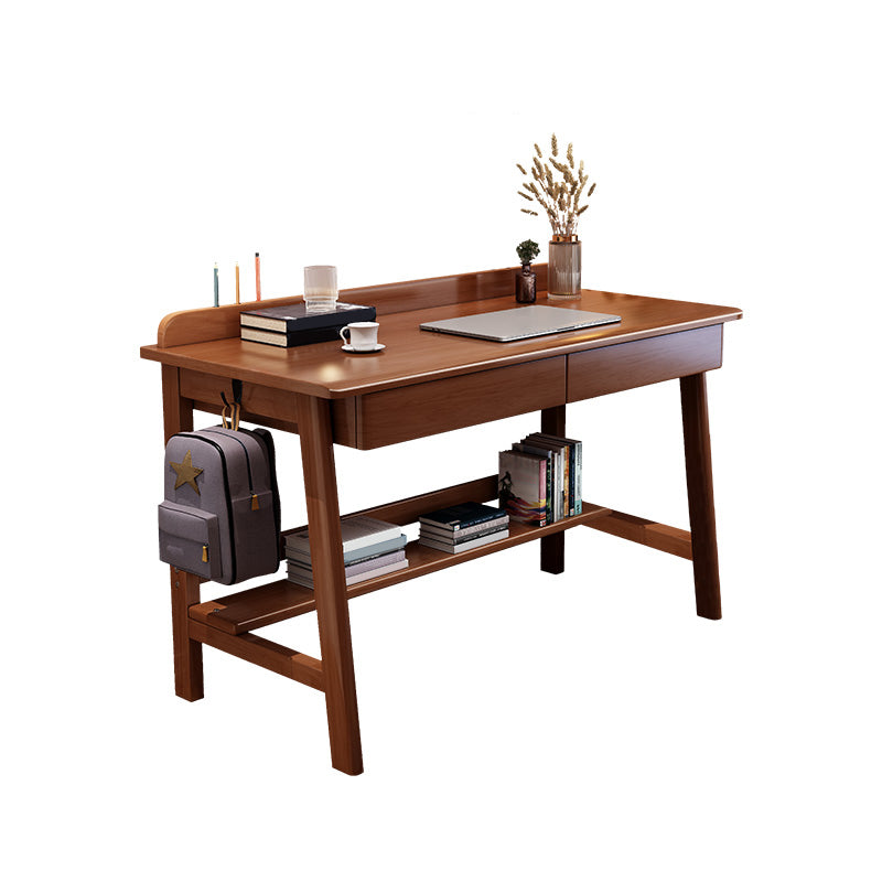 2 laden schrijven bureau rechthoekig gevormde kantoorbureau in wit/natuurlijk/bruin