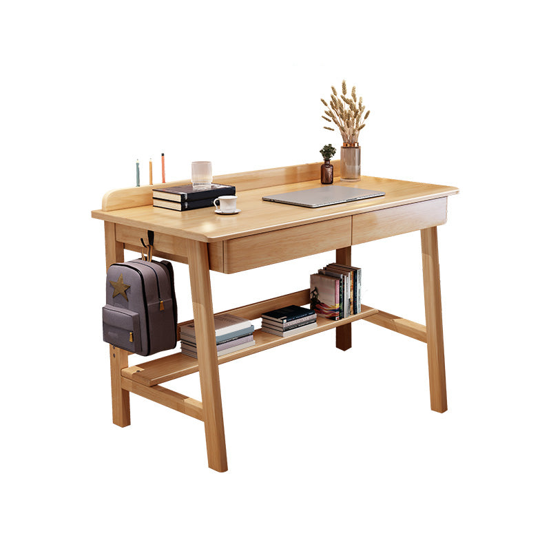 2 laden schrijven bureau rechthoekig gevormde kantoorbureau in wit/natuurlijk/bruin