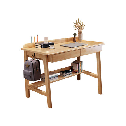 2 laden schrijven bureau rechthoekig gevormde kantoorbureau in wit/natuurlijk/bruin