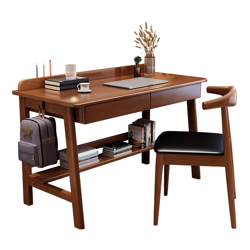 2 laden schrijven bureau rechthoekig gevormde kantoorbureau in wit/natuurlijk/bruin