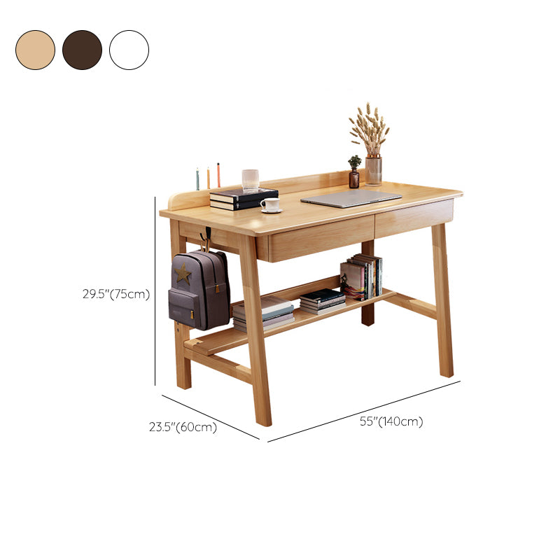 2 laden schrijven bureau rechthoekig gevormde kantoorbureau in wit/natuurlijk/bruin