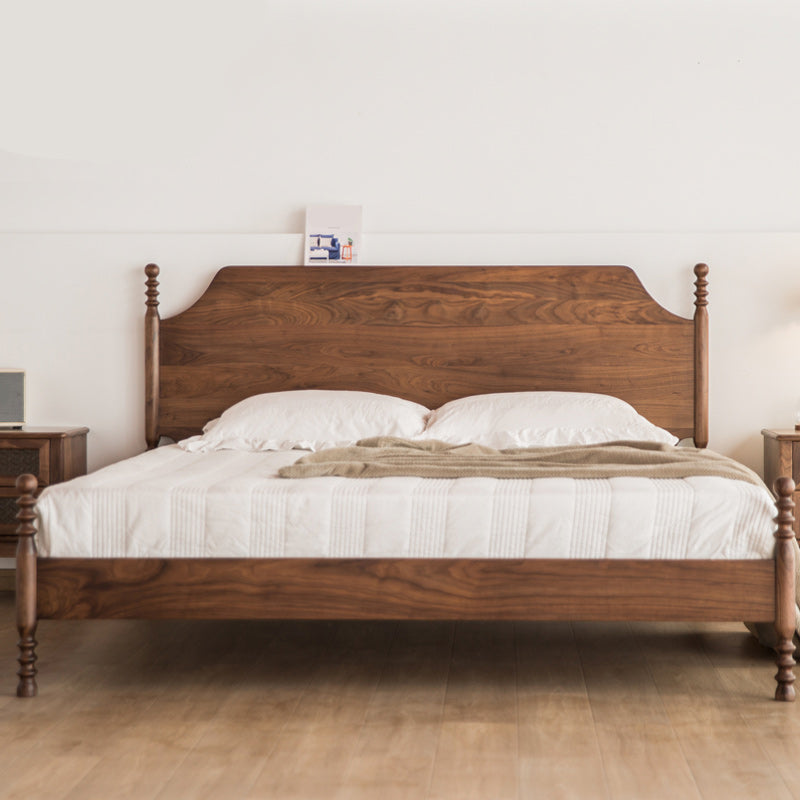 Solid Wood Headboard Poster Bed Walnut Bed Frame with Custom Legs Clearhalo 'Bedroom Furniture' 'Beds' 'furn' 'furn_beds' 'Furniture' 6893389