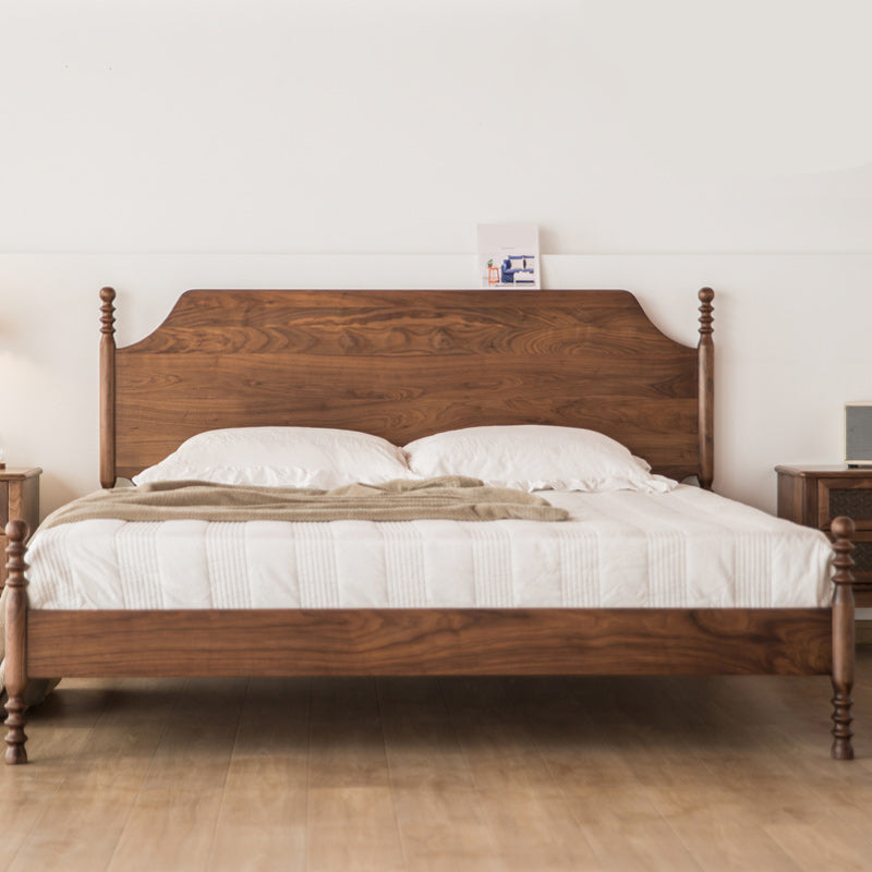 Solid Wood Headboard Poster Bed Walnut Bed Frame with Custom Legs Black Walnut Clearhalo 'Bedroom Furniture' 'Beds' 'furn' 'furn_beds' 'Furniture' 6893391