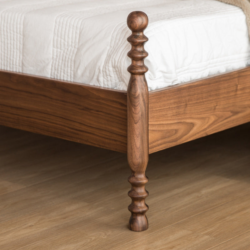 Solid Wood Headboard Poster Bed Walnut Bed Frame with Custom Legs Clearhalo 'Bedroom Furniture' 'Beds' 'furn' 'furn_beds' 'Furniture' 6893397
