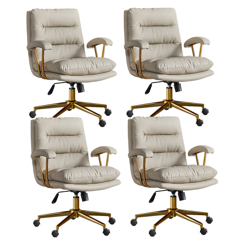 Adjustable Seat Height Office Chair Modern Mid-Back Arm Chair with Wheels Grey 4 Piece Set Clearhalo 'furn' 'furn_office_chair' 'Furniture' 'Office Chairs' 'Office Furniture' 'office_chair' 6894151