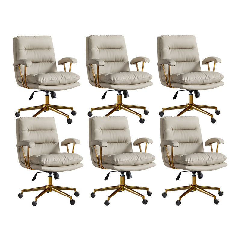 Adjustable Seat Height Office Chair Modern Mid-Back Arm Chair with Wheels Grey 6 Piece Set Clearhalo 'furn' 'furn_office_chair' 'Furniture' 'Office Chairs' 'Office Furniture' 'office_chair' 6894152