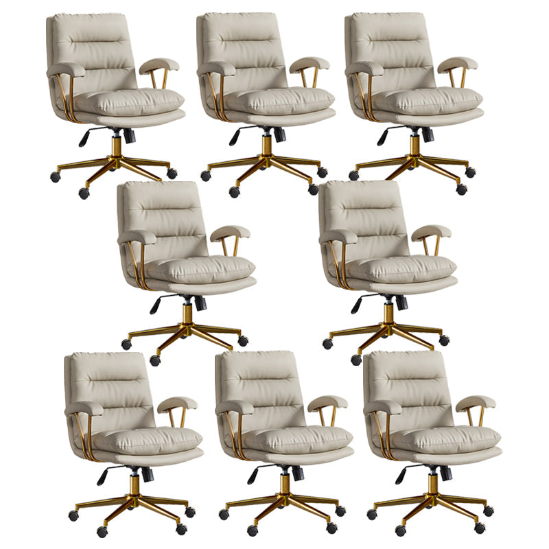 Adjustable Seat Height Office Chair Modern Mid-Back Arm Chair with Wheels Grey 8 Piece Set Clearhalo 'furn' 'furn_office_chair' 'Furniture' 'Office Chairs' 'Office Furniture' 'office_chair' 6894154