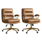 Adjustable Seat Height Office Chair Modern Mid-Back Arm Chair with Wheels Brown 2 Piece Set Clearhalo 'furn' 'furn_office_chair' 'Furniture' 'Office Chairs' 'Office Furniture' 'office_chair' 6894159