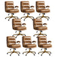 Adjustable Seat Height Office Chair Modern Mid-Back Arm Chair with Wheels Brown 8 Piece Set Clearhalo 'furn' 'furn_office_chair' 'Furniture' 'Office Chairs' 'Office Furniture' 'office_chair' 6894165