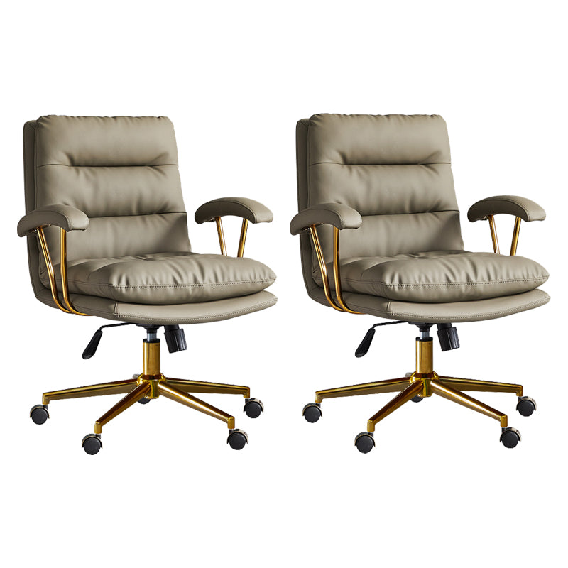 Adjustable Seat Height Office Chair Modern Mid-Back Arm Chair with Wheels Green 2 Piece Set Clearhalo 'furn' 'furn_office_chair' 'Furniture' 'Office Chairs' 'Office Furniture' 'office_chair' 6894167