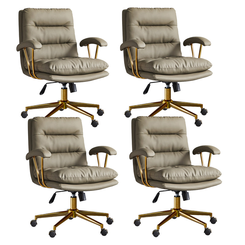 Adjustable Seat Height Office Chair Modern Mid-Back Arm Chair with Wheels Green 4 Piece Set Clearhalo 'furn' 'furn_office_chair' 'Furniture' 'Office Chairs' 'Office Furniture' 'office_chair' 6894168