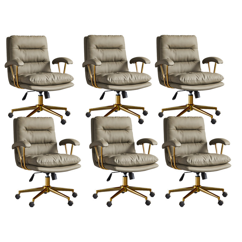 Adjustable Seat Height Office Chair Modern Mid-Back Arm Chair with Wheels Green 6 Piece Set Clearhalo 'furn' 'furn_office_chair' 'Furniture' 'Office Chairs' 'Office Furniture' 'office_chair' 6894169