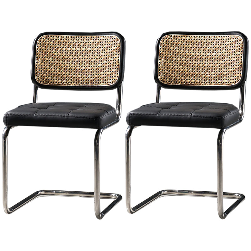 Contemporary Office Chair No Wheels Low Back Desk Chair without Arm Black 2 Piece Set Clearhalo 'furn' 'furn_office_chair' 'Furniture' 'Office Chairs' 'Office Furniture' 'office_chair' 6894175