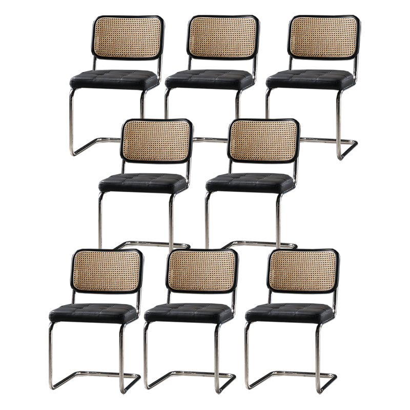Contemporary Office Chair No Wheels Low Back Desk Chair without Arm Black 8 Piece Set Clearhalo 'furn' 'furn_office_chair' 'Furniture' 'Office Chairs' 'Office Furniture' 'office_chair' 6894181