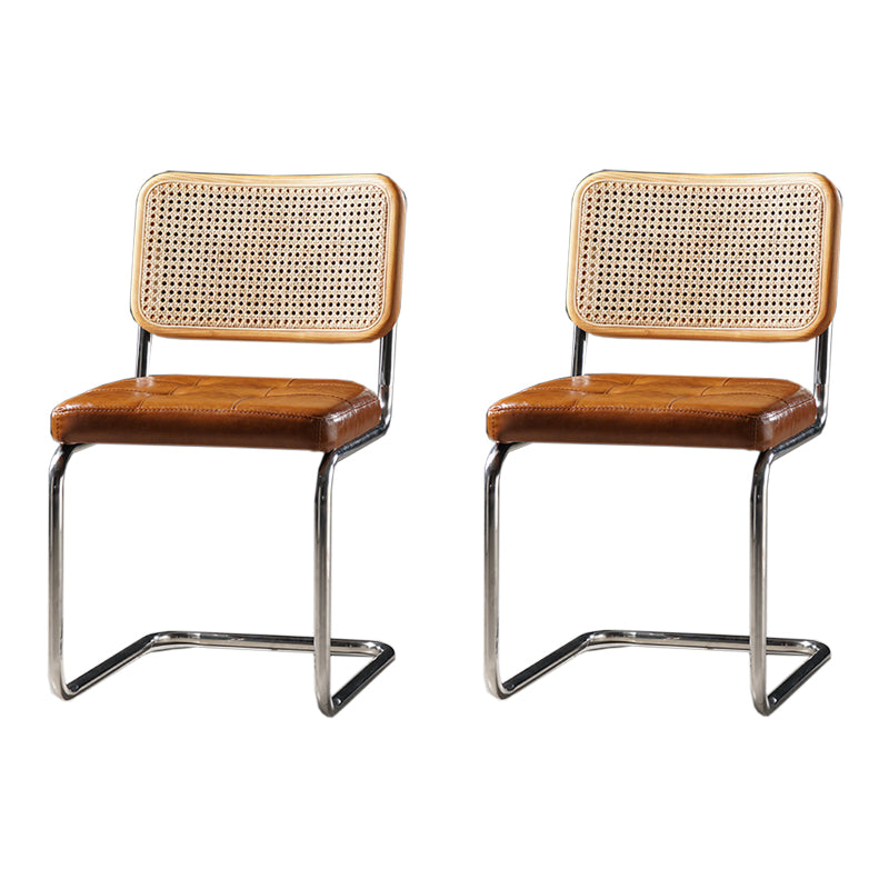 Contemporary Office Chair No Wheels Low Back Desk Chair without Arm Brown 2 Piece Set Clearhalo 'furn' 'furn_office_chair' 'Furniture' 'Office Chairs' 'Office Furniture' 'office_chair' 6894185