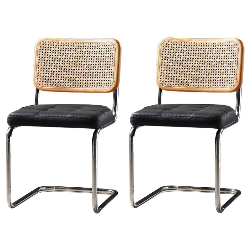 Contemporary Office Chair No Wheels Low Back Desk Chair without Arm Brown-Black 2 Piece Set Clearhalo 'furn' 'furn_office_chair' 'Furniture' 'Office Chairs' 'Office Furniture' 'office_chair' 6894192