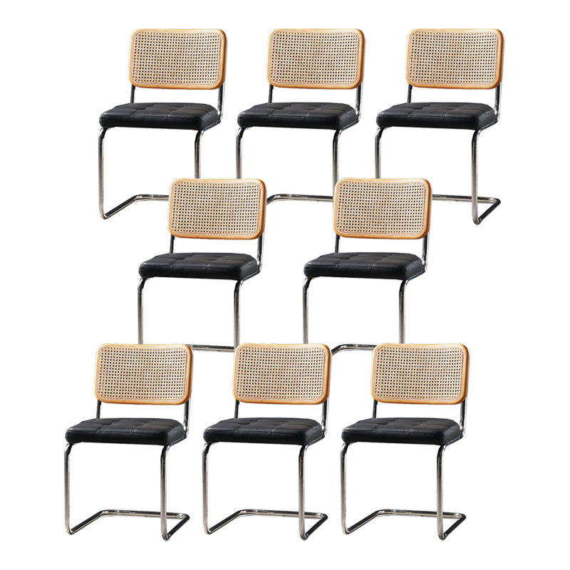 Contemporary Office Chair No Wheels Low Back Desk Chair without Arm Brown-Black 8 Piece Set Clearhalo 'furn' 'furn_office_chair' 'Furniture' 'Office Chairs' 'Office Furniture' 'office_chair' 6894195