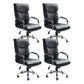 Adjustable Seat Height Office Chair Modern High Back Fixed Arm Chair with Wheels Black 4 Piece Set Clearhalo 'furn' 'furn_office_chair' 'Furniture' 'Office Chairs' 'Office Furniture' 'office_chair' 6894227