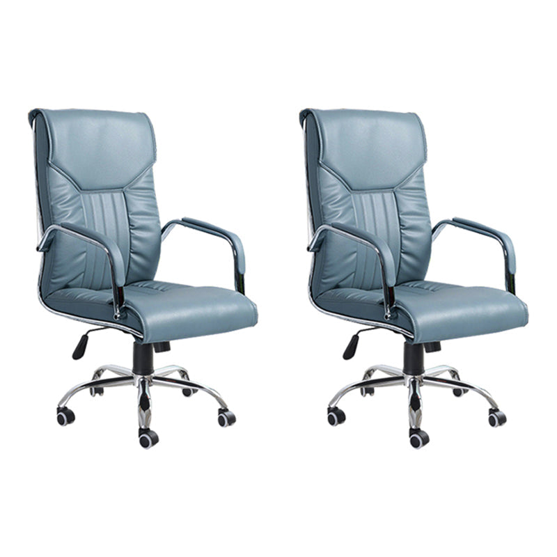 Adjustable Seat Height Office Chair Modern High Back Fixed Arm Chair with Wheels Blue 2 Piece Set Clearhalo 'furn' 'furn_office_chair' 'Furniture' 'Office Chairs' 'Office Furniture' 'office_chair' 6894242