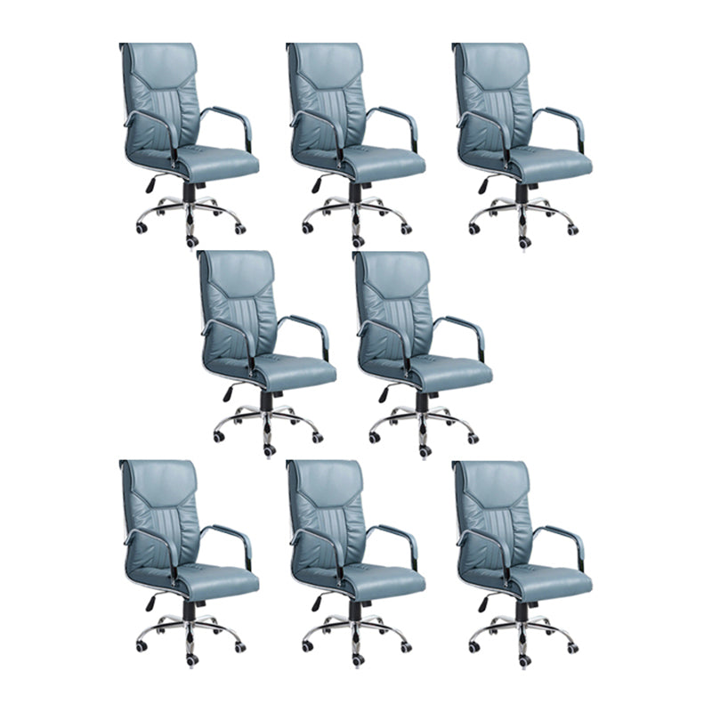 Adjustable Seat Height Office Chair Modern High Back Fixed Arm Chair with Wheels Blue 8 Piece Set Clearhalo 'furn' 'furn_office_chair' 'Furniture' 'Office Chairs' 'Office Furniture' 'office_chair' 6894246