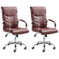 Adjustable Seat Height Office Chair Modern High Back Fixed Arm Chair with Wheels Red Brown 2 Piece Set Clearhalo 'furn' 'furn_office_chair' 'Furniture' 'Office Chairs' 'Office Furniture' 'office_chair' 6894248