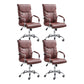 Adjustable Seat Height Office Chair Modern High Back Fixed Arm Chair with Wheels Red Brown 4 Piece Set Clearhalo 'furn' 'furn_office_chair' 'Furniture' 'Office Chairs' 'Office Furniture' 'office_chair' 6894249
