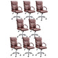 Adjustable Seat Height Office Chair Modern High Back Fixed Arm Chair with Wheels Red Brown 8 Piece Set Clearhalo 'furn' 'furn_office_chair' 'Furniture' 'Office Chairs' 'Office Furniture' 'office_chair' 6894251