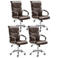 Adjustable Seat Height Office Chair Modern High Back Fixed Arm Chair with Wheels Brown 4 Piece Set Clearhalo 'furn' 'furn_office_chair' 'Furniture' 'Office Chairs' 'Office Furniture' 'office_chair' 6894254