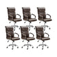 Adjustable Seat Height Office Chair Modern High Back Fixed Arm Chair with Wheels Brown 6 Piece Set Clearhalo 'furn' 'furn_office_chair' 'Furniture' 'Office Chairs' 'Office Furniture' 'office_chair' 6894255
