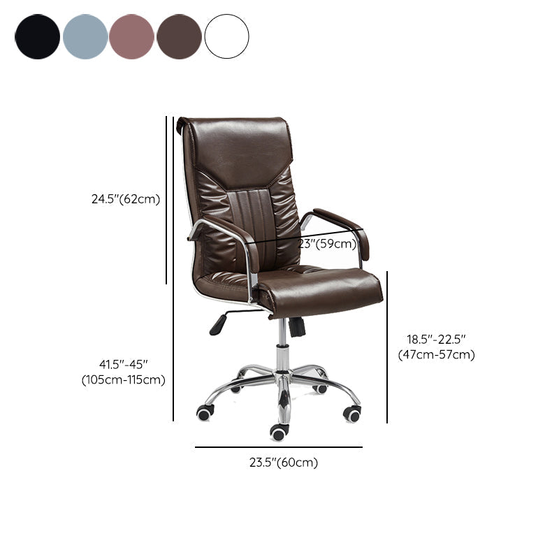 Adjustable Seat Height Office Chair Modern High Back Fixed Arm Chair with Wheels Clearhalo 'furn' 'furn_office_chair' 'Furniture' 'Office Chairs' 'Office Furniture' 'office_chair' 6894257