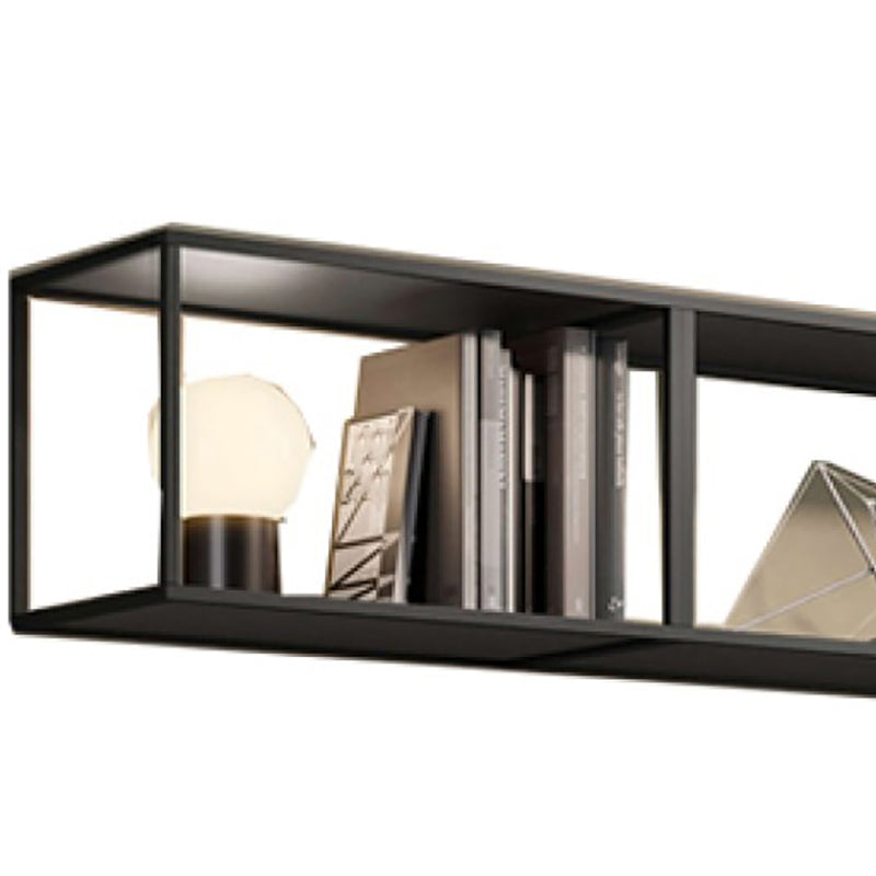 Closed Back Wall Mounted Bookshelf Metal Shelves Included Bookcase in Black